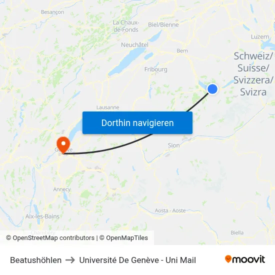Beatushöhlen to Université De Genève - Uni Mail map