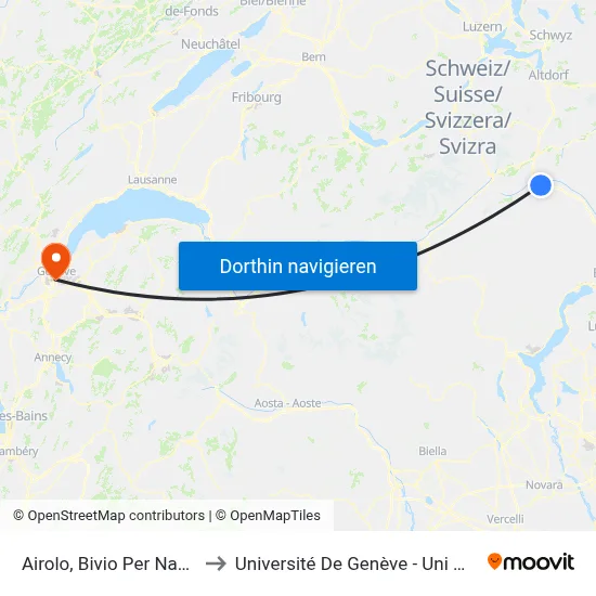 Airolo, Bivio Per Nante to Université De Genève - Uni Mail map