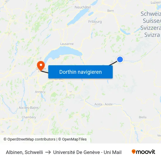 Albinen, Schwelli to Université De Genève - Uni Mail map