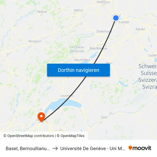 Basel, Bernoullianum to Université De Genève - Uni Mail map