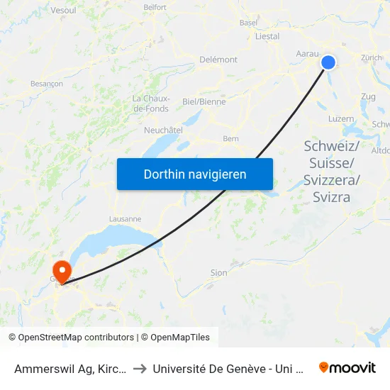 Ammerswil Ag, Kirche to Université De Genève - Uni Mail map