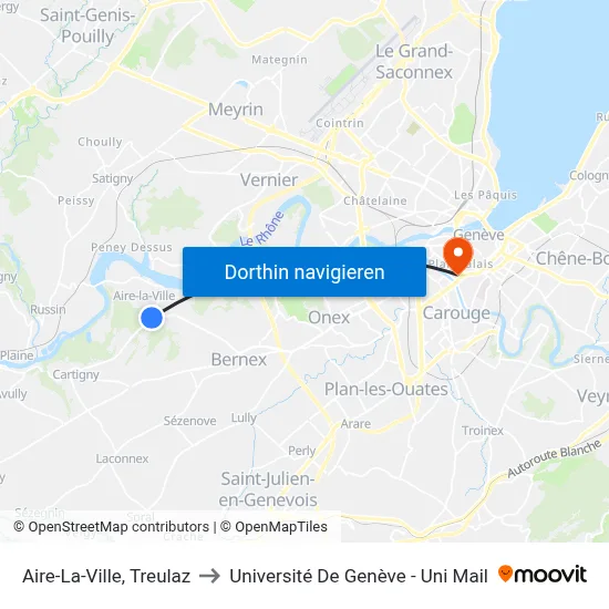 Aire-La-Ville, Treulaz to Université De Genève - Uni Mail map