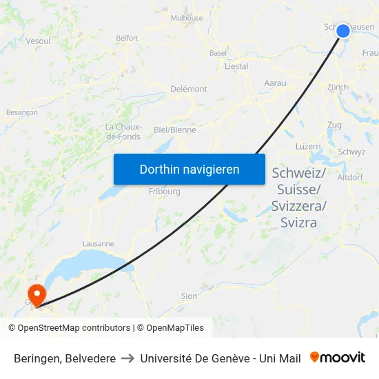 Beringen, Belvedere to Université De Genève - Uni Mail map