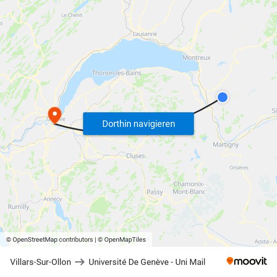 Villars-Sur-Ollon to Université De Genève - Uni Mail map
