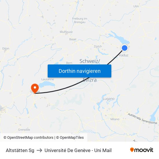 Altstätten Sg to Université De Genève - Uni Mail map