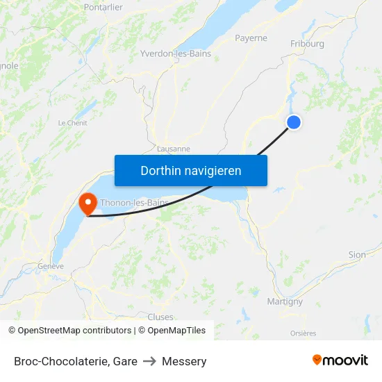 Broc-Chocolaterie, Gare to Messery map