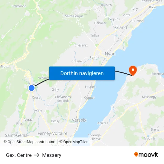 Gex, Centre to Messery map