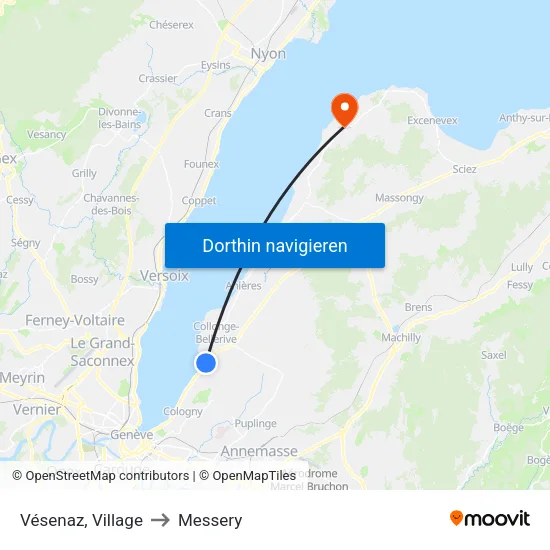 Vésenaz, Village to Messery map