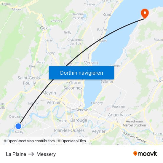 La Plaine to Messery map