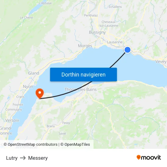 Lutry to Messery map