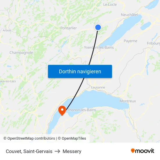 Couvet, Saint-Gervais to Messery map