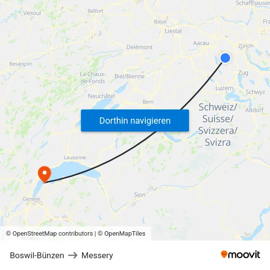 Boswil-Bünzen to Messery map