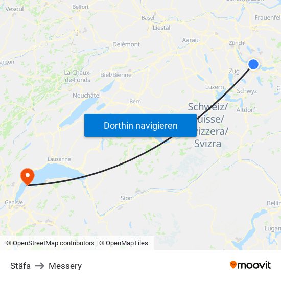 Stäfa to Messery map