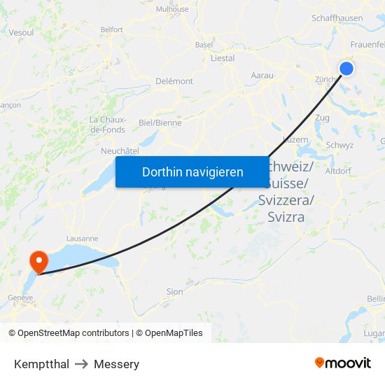 Kemptthal to Messery map