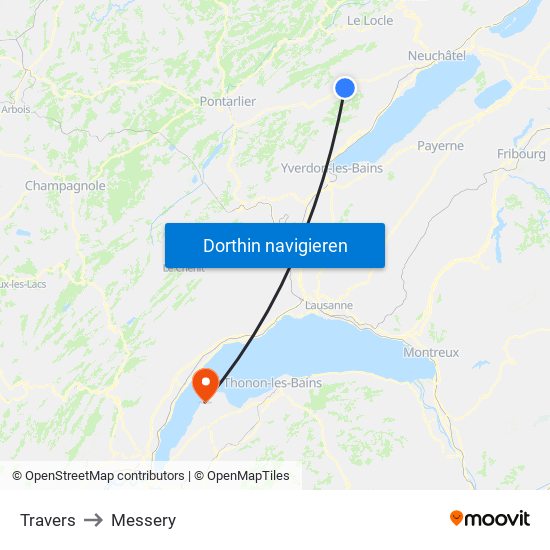 Travers to Messery map