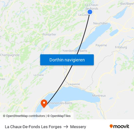 La Chaux-De-Fonds Les Forges to Messery map