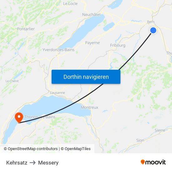 Kehrsatz to Messery map