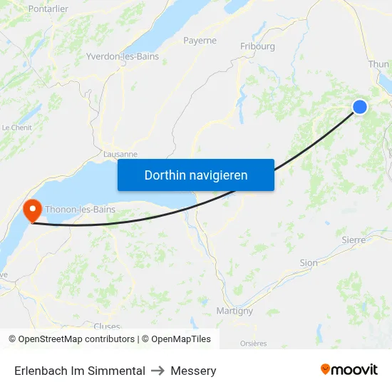 Erlenbach Im Simmental to Messery map