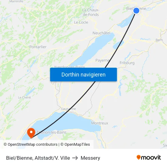 Biel/Bienne, Altstadt/V. Ville to Messery map