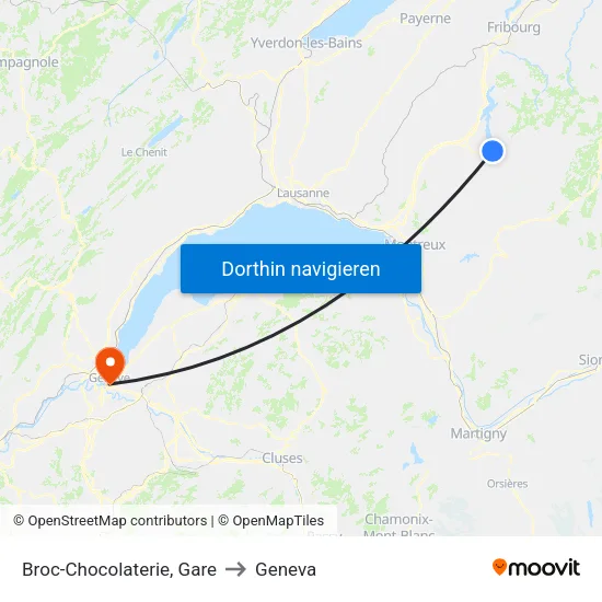 Broc-Chocolaterie, Gare to Geneva map