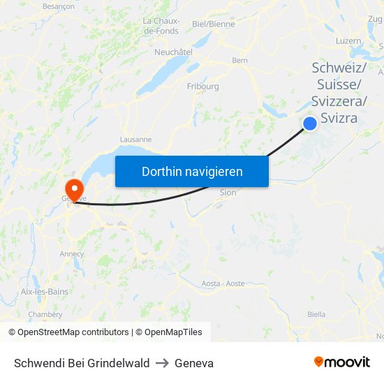 Schwendi Bei Grindelwald to Geneva map