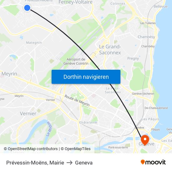 Prévessin-Moëns, Mairie to Geneva map