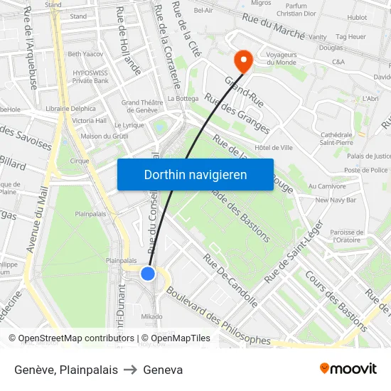 Genève, Plainpalais to Geneva map