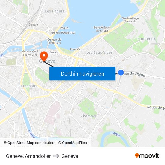 Genève, Amandolier to Geneva map
