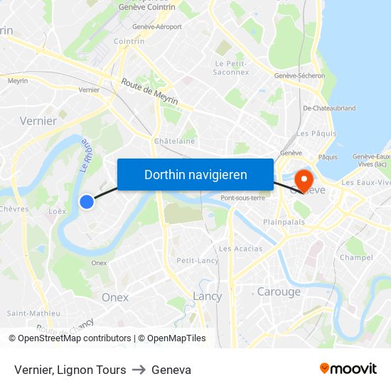 Vernier, Lignon Tours to Geneva map