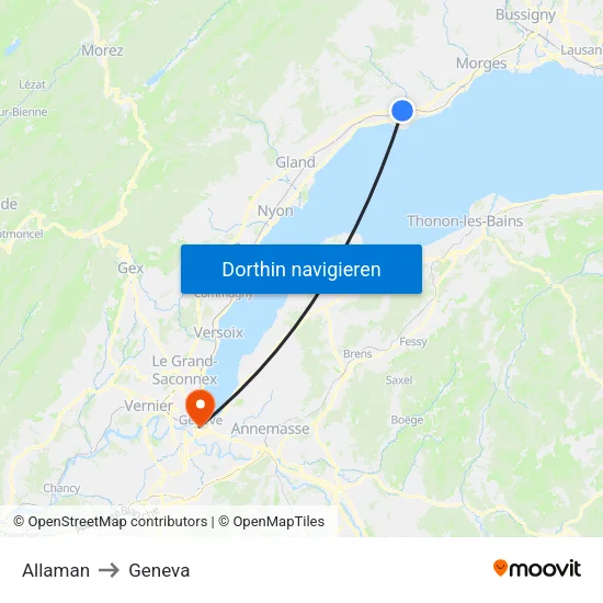 Allaman to Geneva map