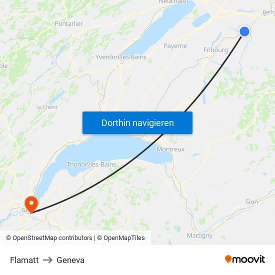 Flamatt to Geneva map