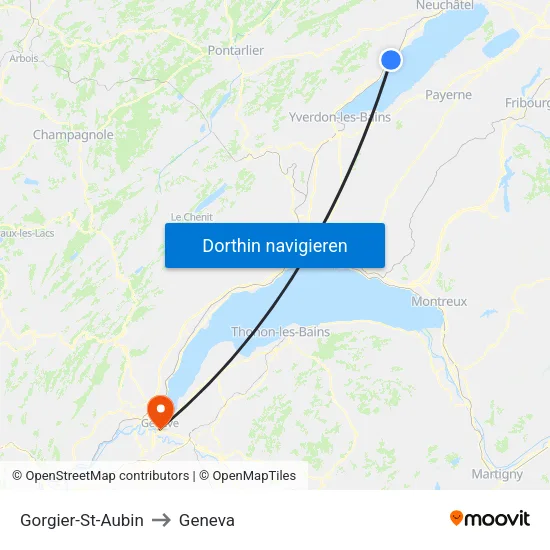 Gorgier-St-Aubin to Geneva map