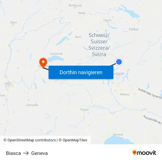 Biasca to Geneva map