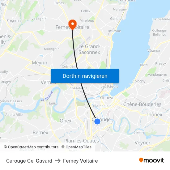 Carouge Ge, Gavard to Ferney Voltaire map