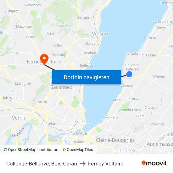 Collonge-Bellerive, Bois-Caran to Ferney Voltaire map
