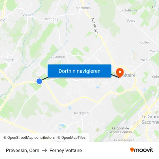 Prévessin, Cern to Ferney Voltaire map