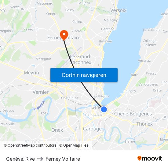 Genève, Rive to Ferney Voltaire map