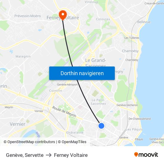 Genève, Servette to Ferney Voltaire map