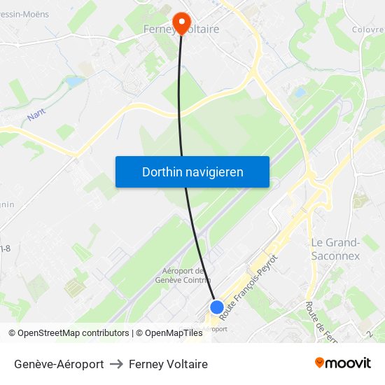 Genève-Aéroport to Ferney Voltaire map