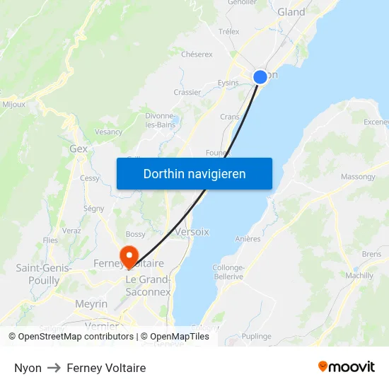 Nyon to Ferney Voltaire map