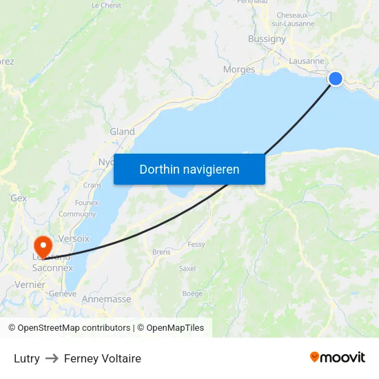Lutry to Ferney Voltaire map