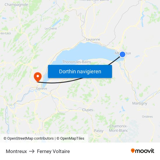 Montreux to Ferney Voltaire map