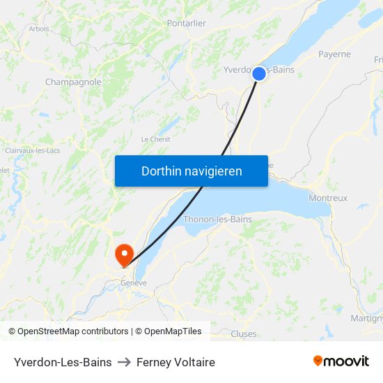 Yverdon-Les-Bains to Ferney Voltaire map