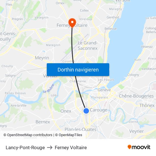 Lancy-Pont-Rouge to Ferney Voltaire map