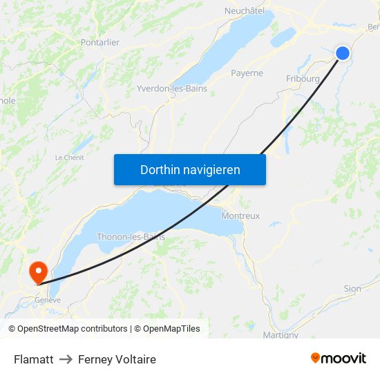 Flamatt to Ferney Voltaire map