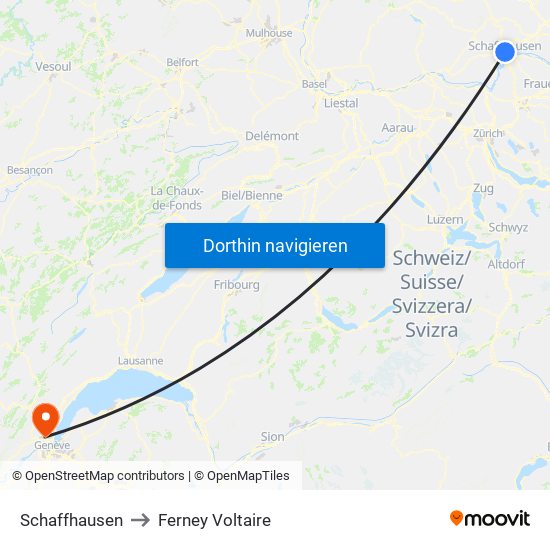 Schaffhausen to Ferney Voltaire map