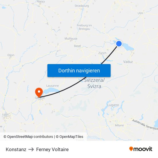 Konstanz to Ferney Voltaire map