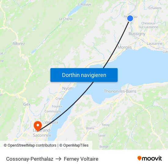 Cossonay-Penthalaz to Ferney Voltaire map