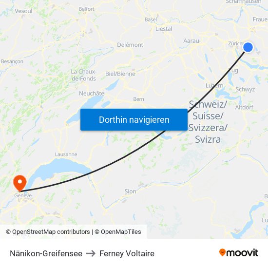 Nänikon-Greifensee to Ferney Voltaire map