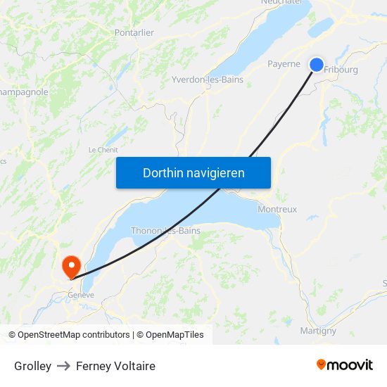 Grolley to Ferney Voltaire map